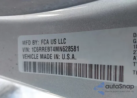 2021 Ram 1500 Big Horn 4X2 6'4 Box из США, поврежденный, VIN 1C6RREBT4MN628581